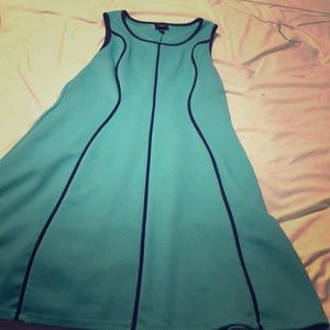 teal and black sleeveless dress